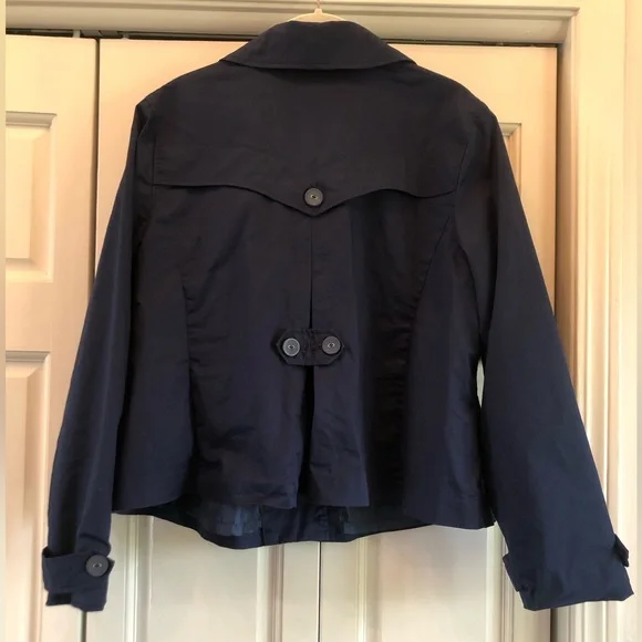 Studio Works navy blue jacket; wonderful button accents at wrists & back, 1X - Picture 2 of 11